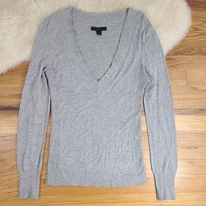 Express Deep V Neck Grey Sweater | M